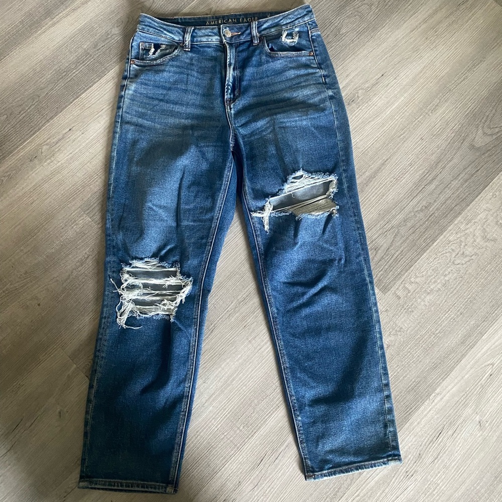 AE stretch mom jeans